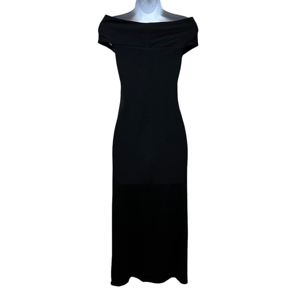 Reformation Black off Shoulder Toulon Knit Dress Bodycon Sexy Stretchy XS NEW‎ - Picture 4 of 13